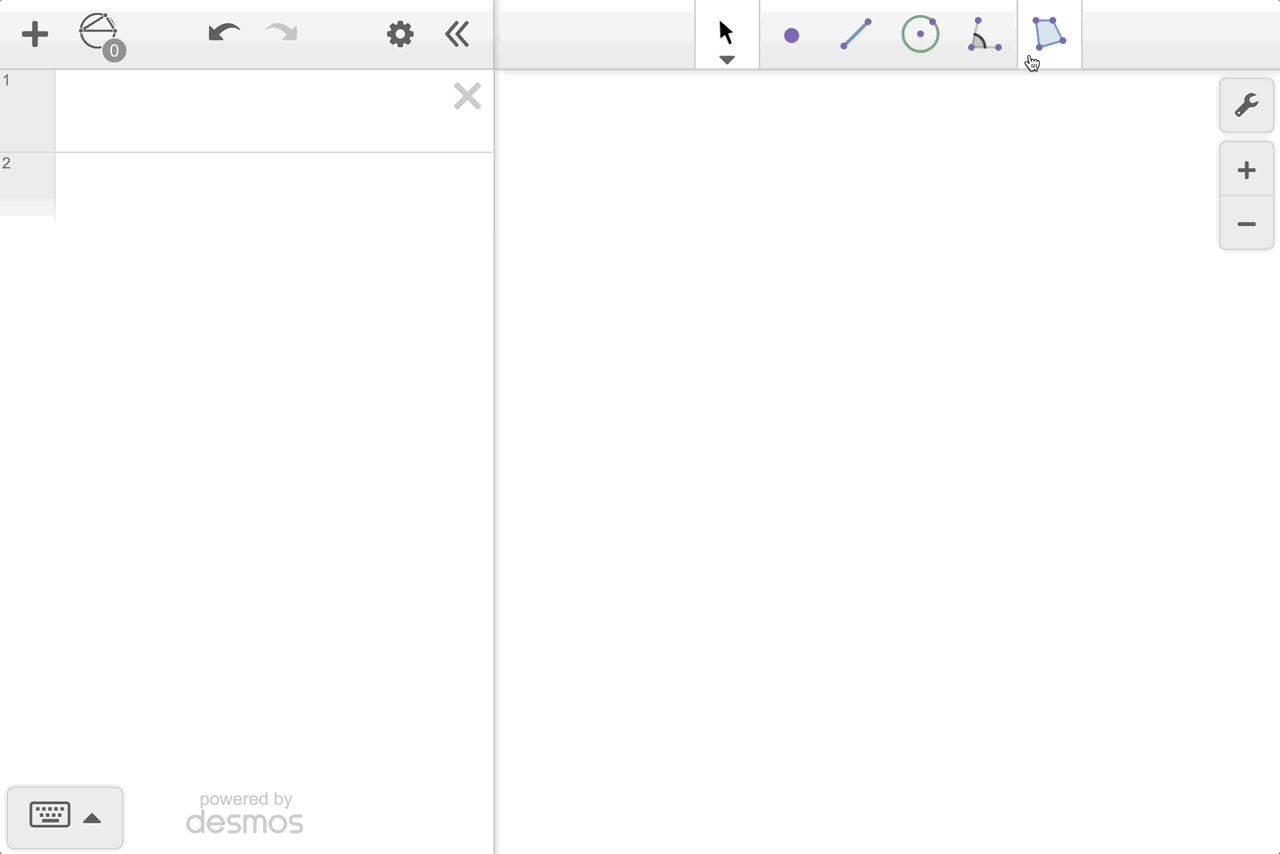 Using the Geometry toolbar polygon function to plot points and create a polygon and triangle. GIF.