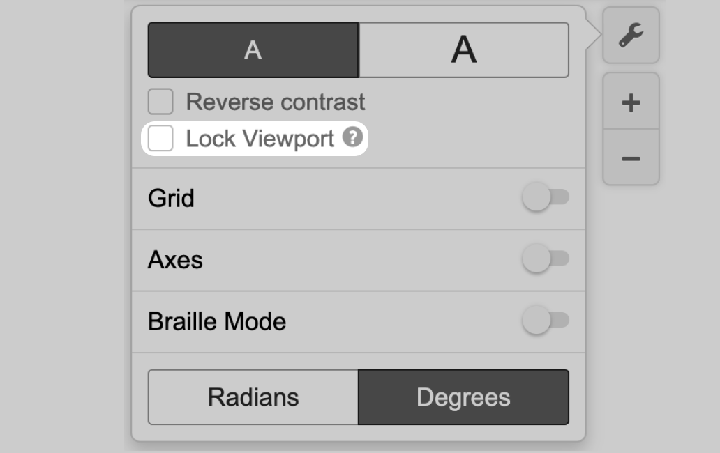 Screenshot of Graph Settings menu with an arrow pointing towards Lock Viewport.