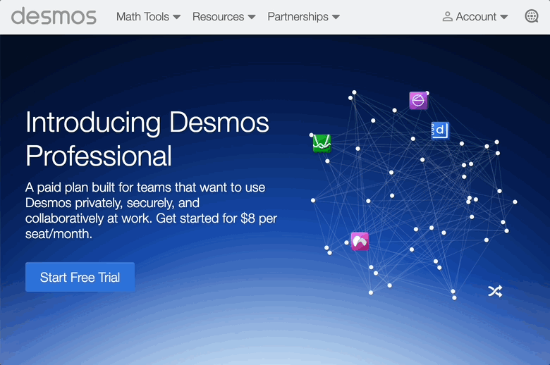 Animation of creating a Professional team from the Desmos Professional page.