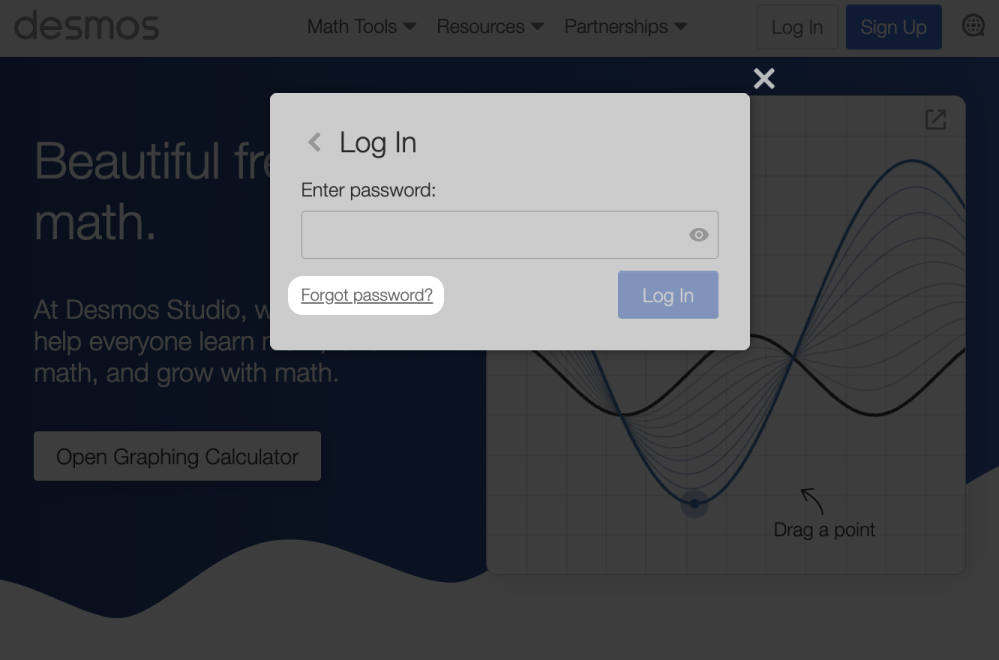 Screenshot of Desmos 