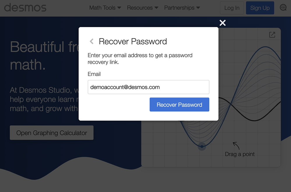 Screenshot of Desmos 