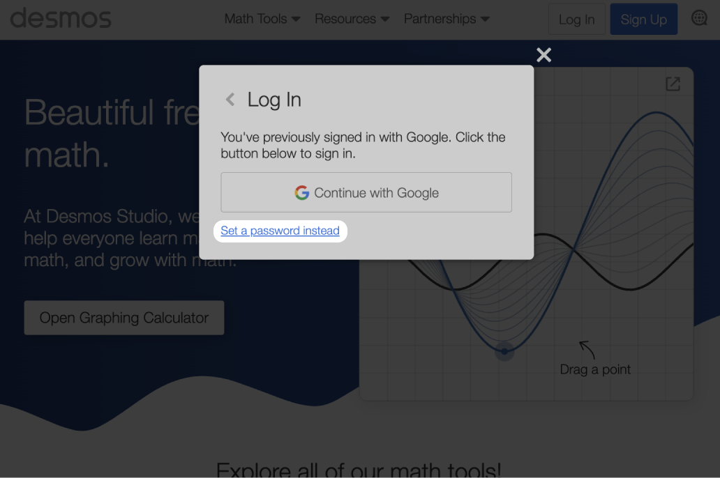 Screenshot of Desmos 