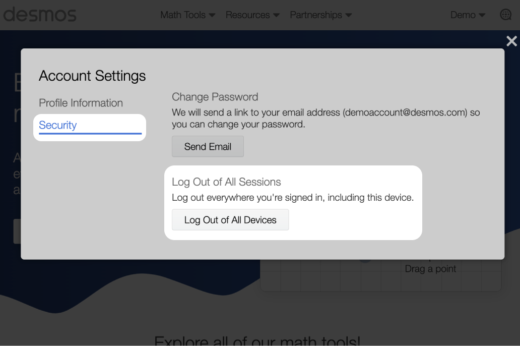 Screenshot of Desmos 
