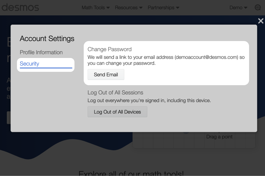 Screenshot of Desmos 