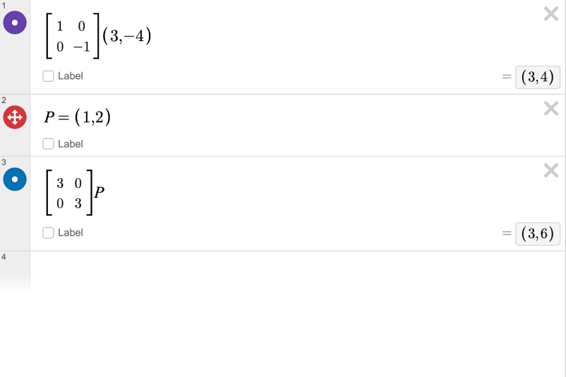 Three expression lines. The first defines a 2x2 matrix as A. The second defines another 2x2 matrix as B. The third shows a block matrix built with A and B. Screenshot.