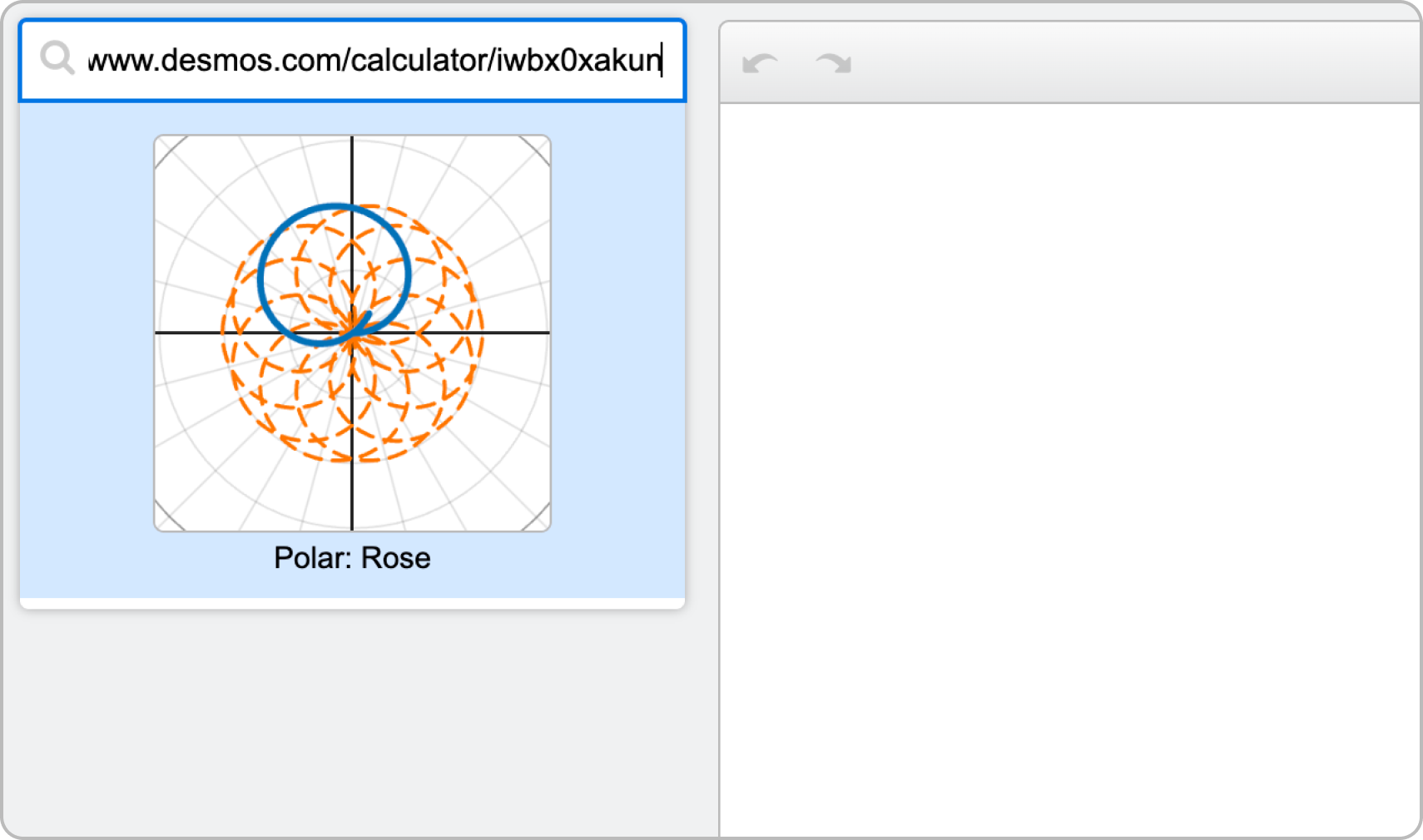 Graph URL pasted into the Item menu, showing the graph thumbnail. Screenshot.