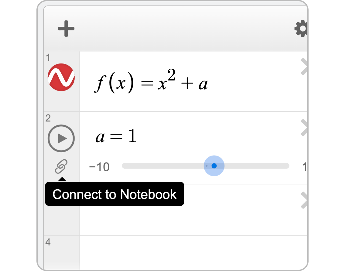 Connect to Notebook button in a graph’s expression list. Screenshot.