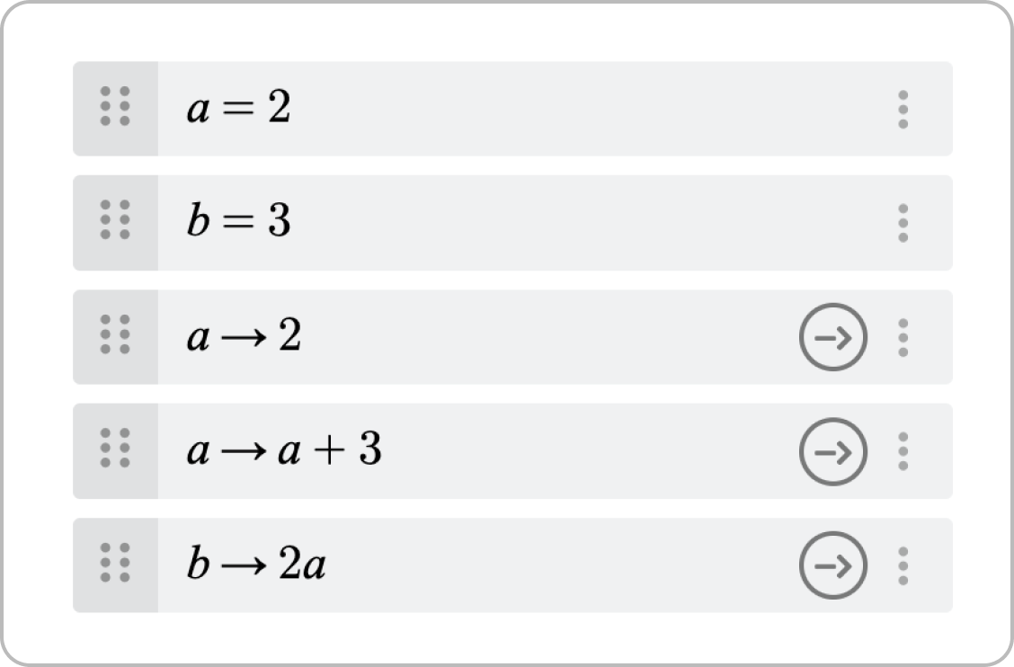 Expression lines defining two variables and three actions shown. Screenshot.